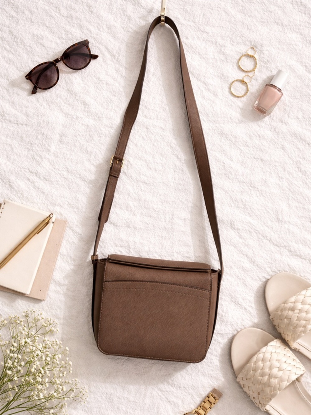 A New Day Taupe Faux Leather Crossbody Bag Adjustable Strap Target OS - Picture 4 of 8